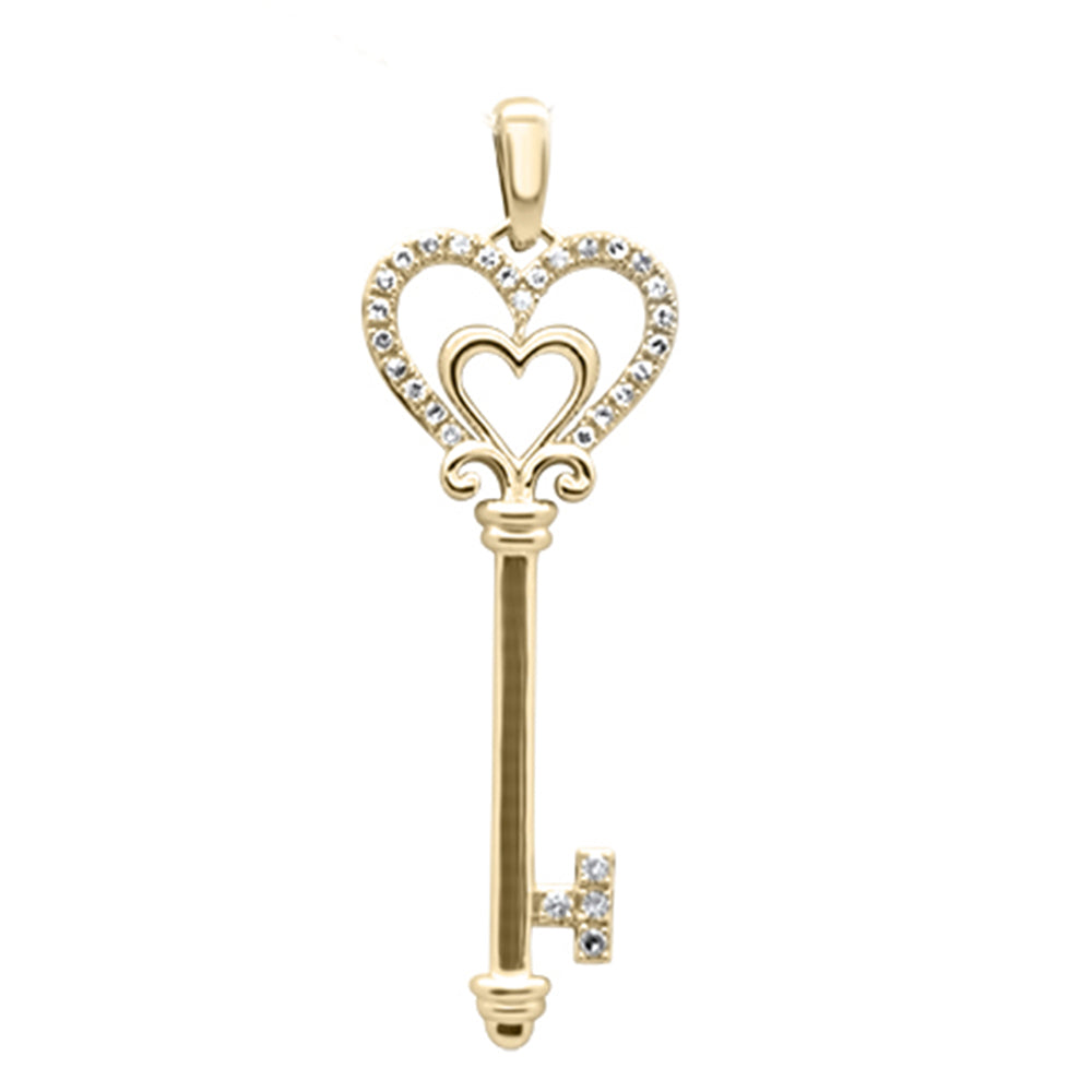DIAMOND CLOSEOUT!  .13ct G SI 14K Yellow Gold Diamond Heart Key Pendant