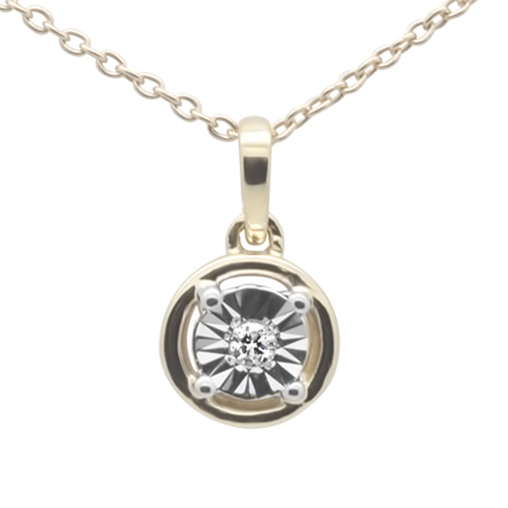 DIAMOND CLOSEOUT! .03ct G SI 10K Yellow Gold Miracle Illusion Pendant Necklace 18" Chain