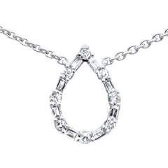 DIAMOND CLOSEOUT! .24ct G SI 14K White Gold Round & Baguette Diamond Pear Shape Pendant Necklace 16"