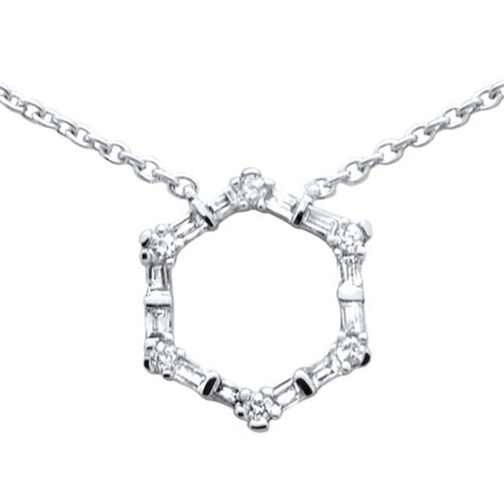DIAMOND CLOSEOUT! .27ct G SI 14K White Gold Round & Baguette Diamond Geometric Shape Pendant Necklace 16"