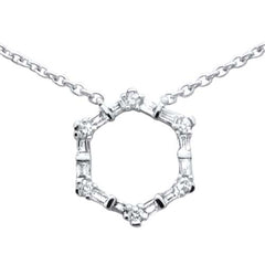 DIAMOND CLOSEOUT! .27ct G SI 14K White Gold Round & Baguette Diamond Geometric Shape Pendant Necklace 16"