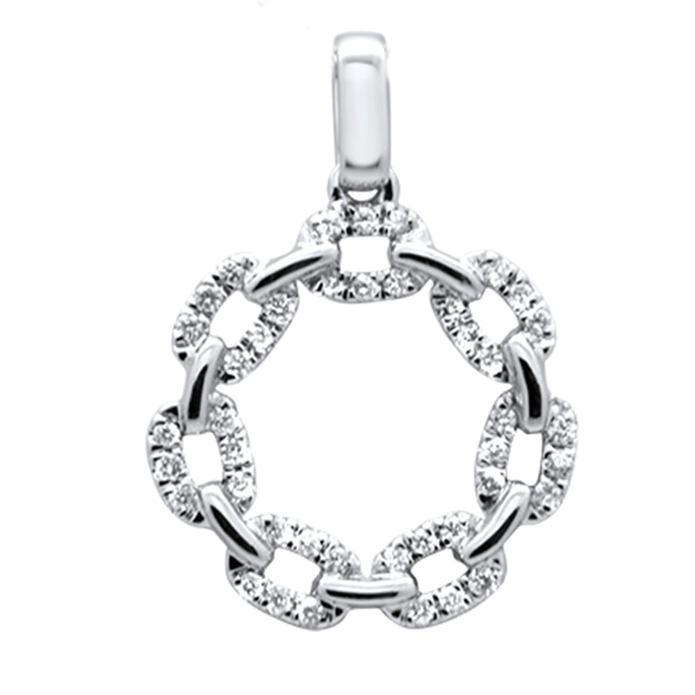DIAMOND CLOSEOUT!  .18ct G SI 14K White Gold Round Diamond Cuban Link Circle Charm Pendant