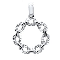 DIAMOND CLOSEOUT!  .18ct G SI 14K White Gold Round Diamond Cuban Link Circle Charm Pendant