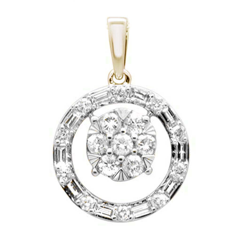 SPECIAL! .63ct G SI 14K Yellow Gold Round & Baguette Circle Diamond Charm Pendant