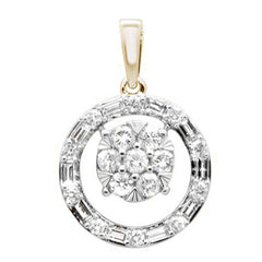 SPECIAL! .63ct G SI 14K Yellow Gold Round & Baguette Circle Diamond Charm Pendant