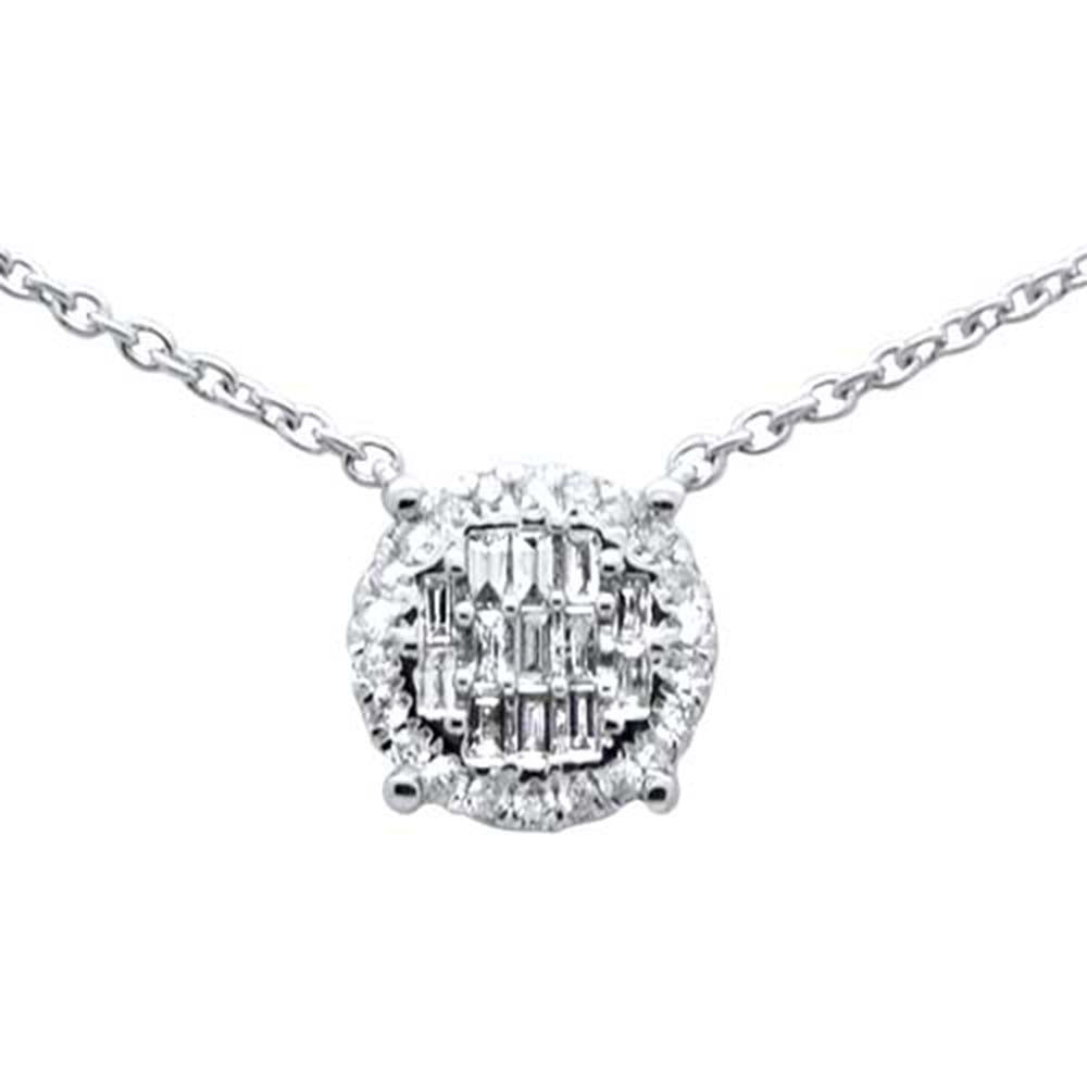 DIAMOND CLOSEOUT! .23ct G SI 14K White Gold Round & Baguette Diamond Pendant Necklace 16"