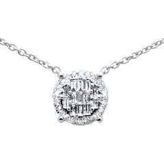 DIAMOND CLOSEOUT! .23ct G SI 14K White Gold Round & Baguette Diamond Pendant Necklace 16"