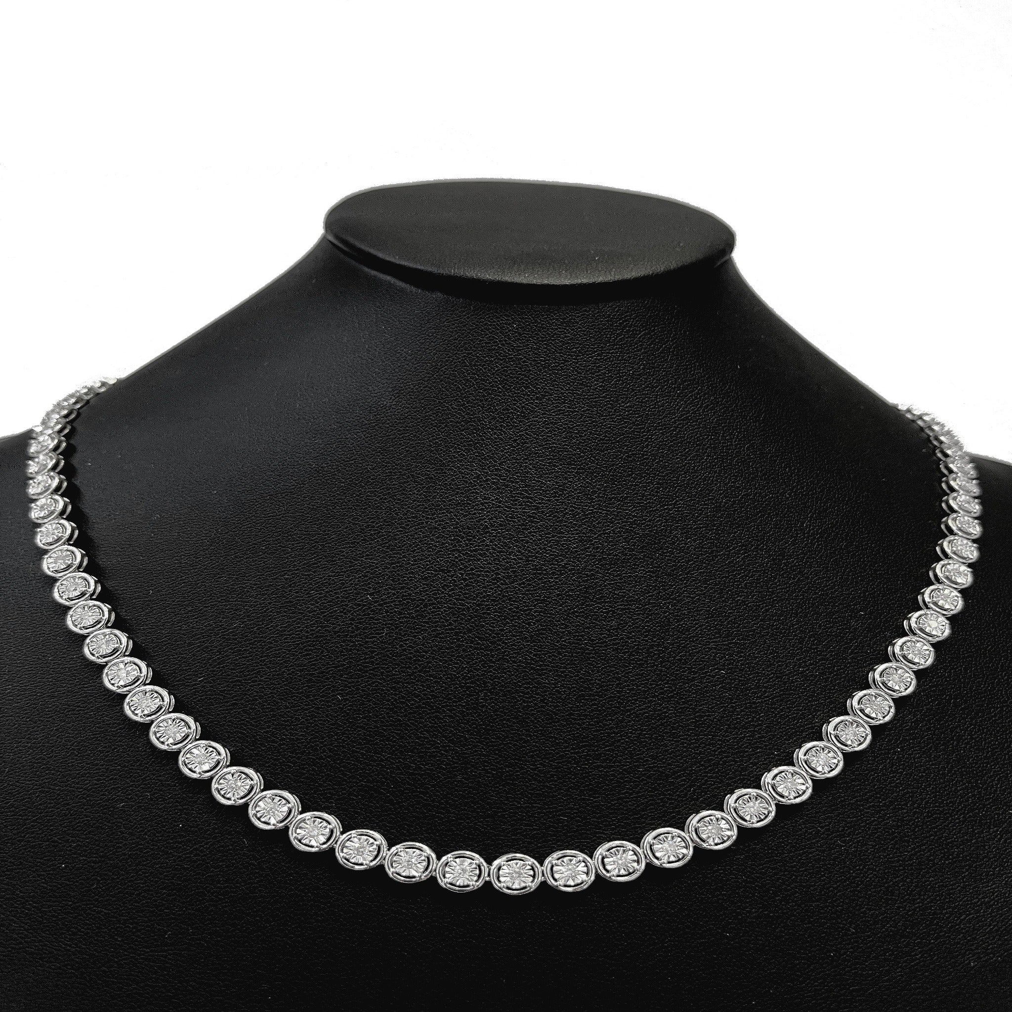 DIAMOND  CLOSEOUT!  2.51ct G SI 14K White Gold  Miracle Illusion Setting Tennis Chain Necklace 22"