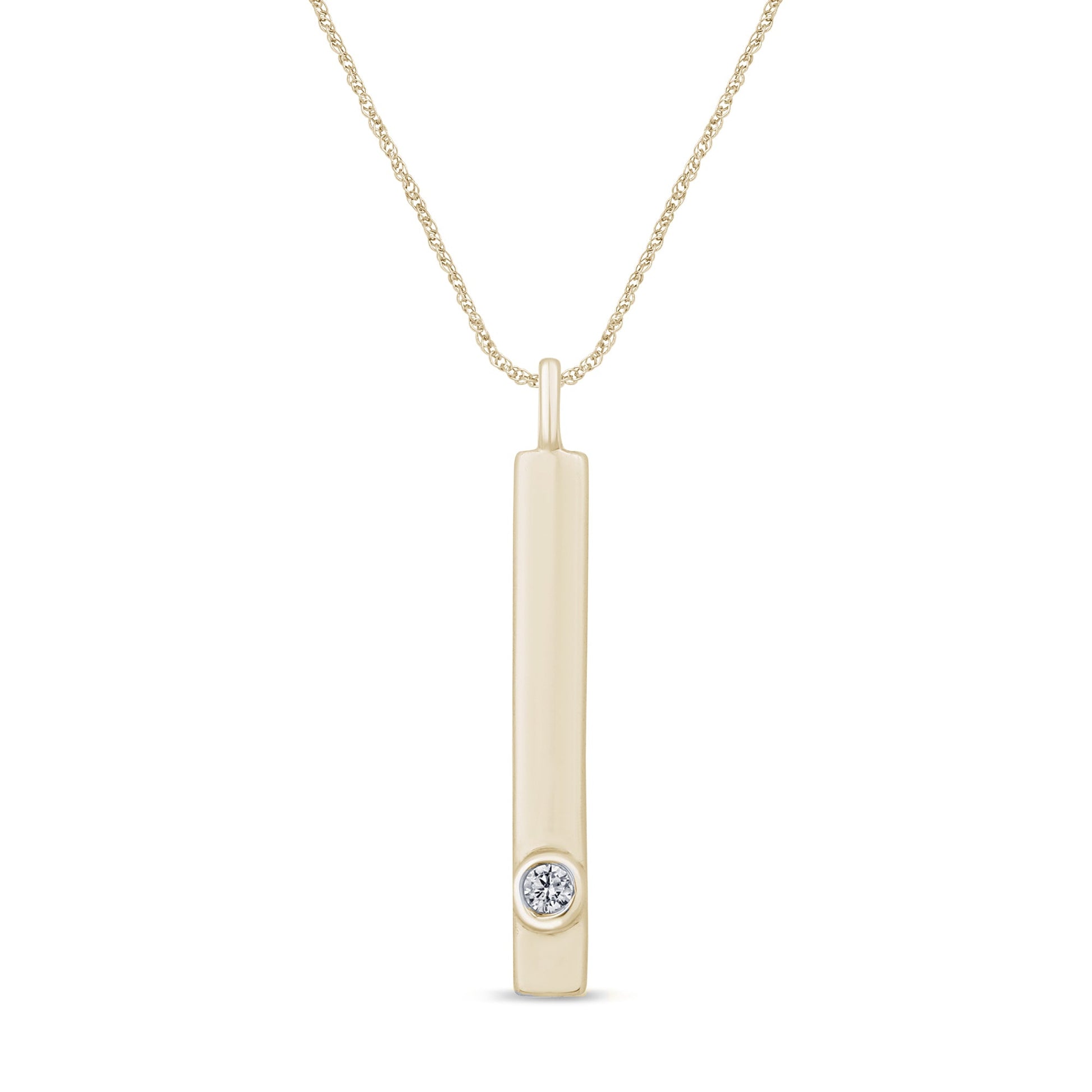 .02ct G SI 14K Yellow Gold Diamond Bar Pendant Necklace 18"