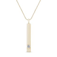 .02ct G SI 14K Yellow Gold Diamond Bar Pendant Necklace 18"