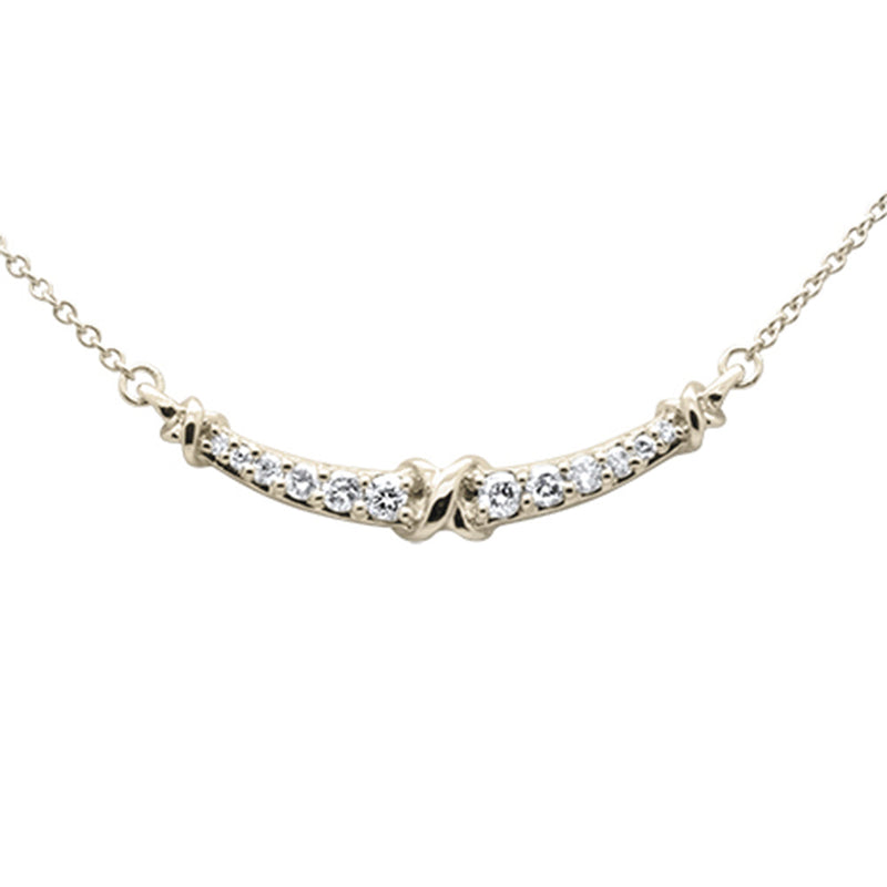 DIAMOND CLOSEOUT!  .21ct G SI 14K Yellow Gold Curve Diamond Pendant Necklace 18"