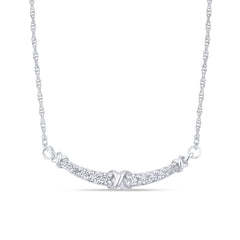DIAMOND CLOSEOUT! .19ct G SI 14K White Gold Curve Diamond Pendant Necklace 18"