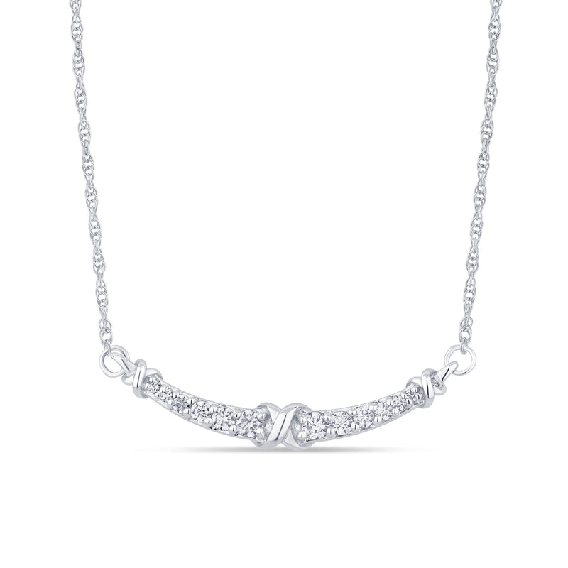 DIAMOND CLOSEOUT! .19ct G SI 14K White Gold Curve Diamond Pendant Necklace 18"