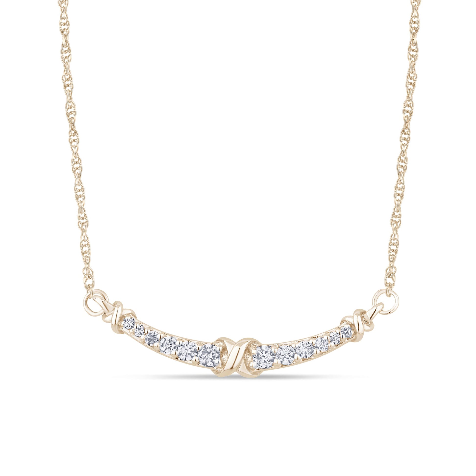 DIAMOND CLOSEOUT!  .21ct G SI 14K Yellow Gold Curve Diamond Pendant Necklace 18"