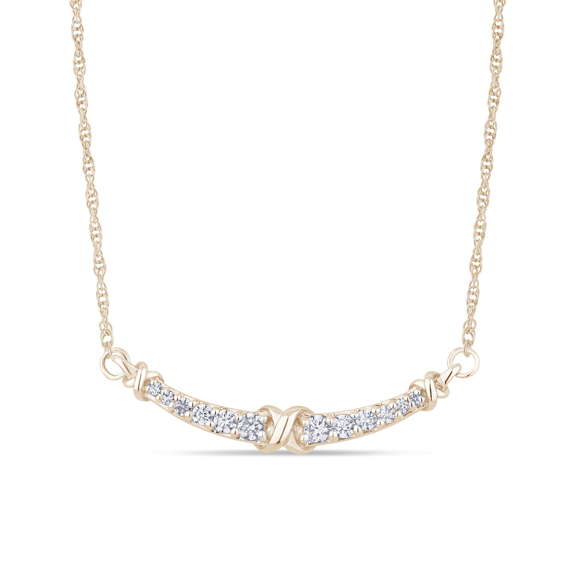 DIAMOND CLOSEOUT!  .21ct G SI 14K Yellow Gold Curve Diamond Pendant Necklace 18"