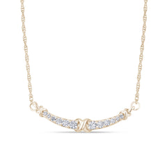 DIAMOND CLOSEOUT!  .21ct G SI 14K Yellow Gold Curve Diamond Pendant Necklace 18"