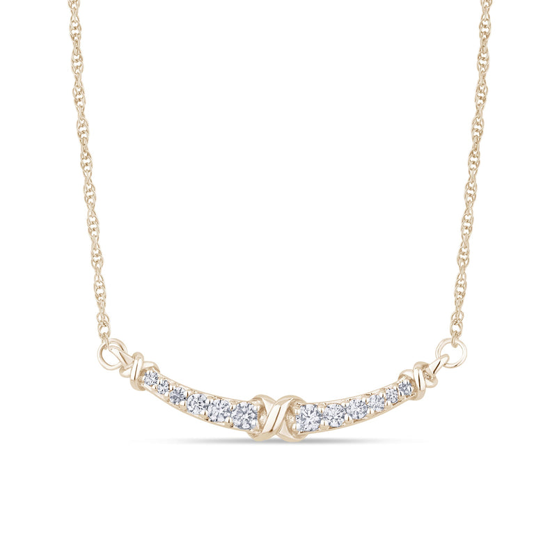 DIAMOND CLOSEOUT!  .21ct G SI 14K Yellow Gold Curve Diamond Pendant Necklace 18"