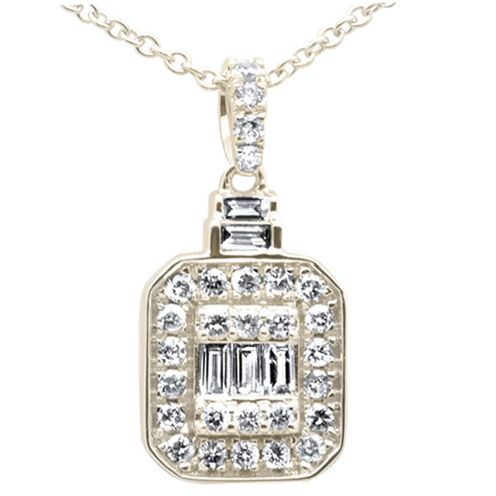 DIAMOND CLOSEOUT! .35ct G SI 14K Yellow Gold Round & Baguette Diamond Pendant Necklace 18"
