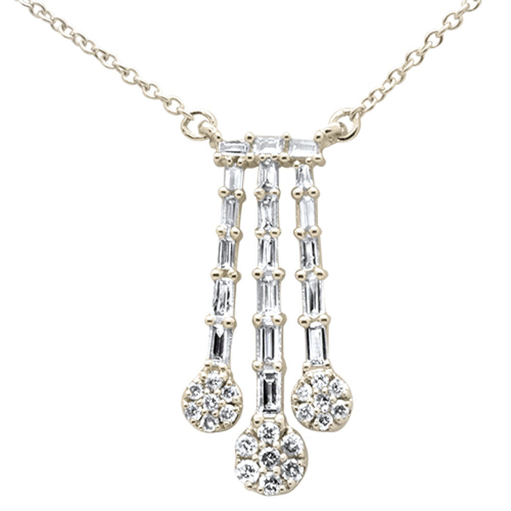 DIAMOND CLOSEOUT! .38ct G SI 14K Yellow Gold Round & Baguette Waterfall Pendant 18" Long