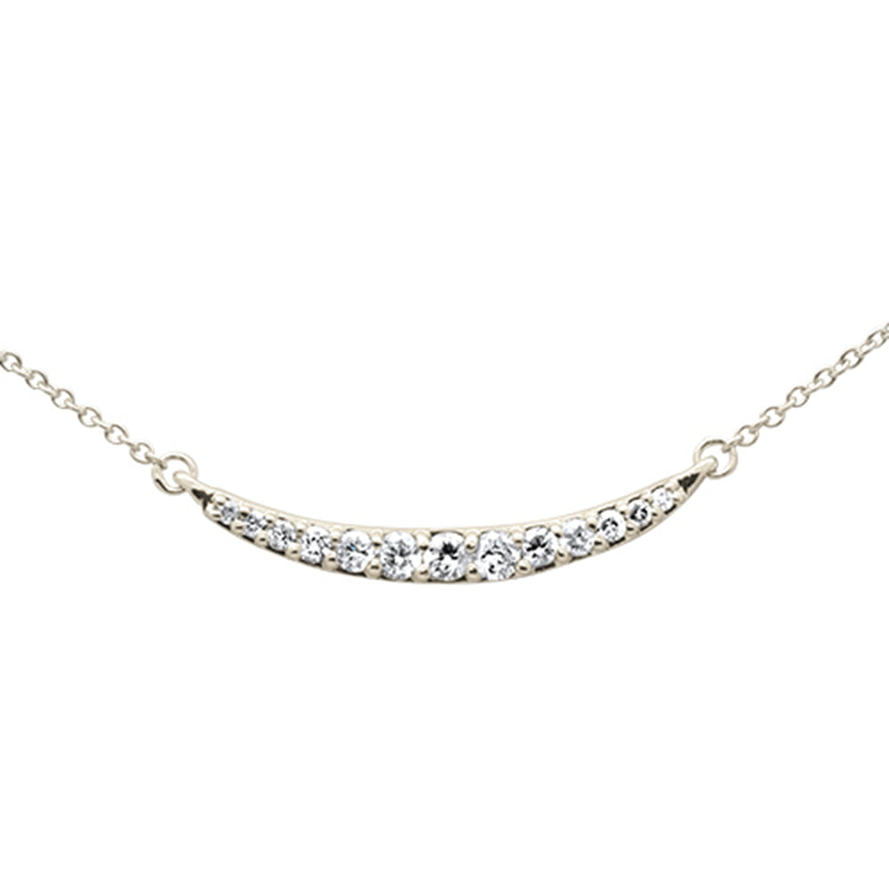 DIAMOND CLOSEOUT!  .25ct G SI 14K Yellow Gold Curve Bar Round Diamond Pendant Necklace 18" Long