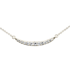 DIAMOND CLOSEOUT!  .25ct G SI 14K Yellow Gold Curve Bar Round Diamond Pendant Necklace 18" Long