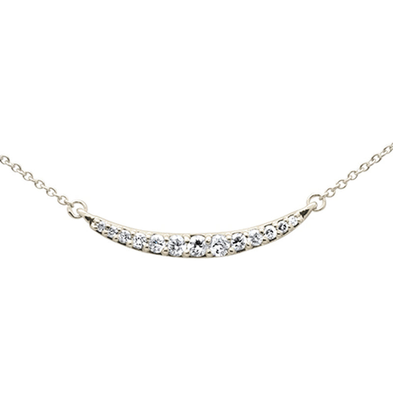 DIAMOND CLOSEOUT!  .25ct G SI 14K Yellow Gold Curve Bar Round Diamond Pendant Necklace 18" Long