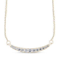 DIAMOND CLOSEOUT!  .25ct G SI 14K Yellow Gold Curve Bar Round Diamond Pendant Necklace 18" Long