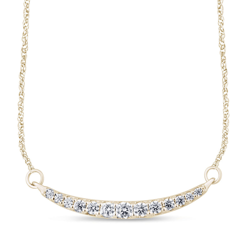 DIAMOND CLOSEOUT!  .25ct G SI 14K Yellow Gold Curve Bar Round Diamond Pendant Necklace 18" Long