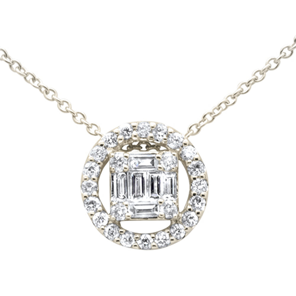 DIAMOND CLOSEOUT! .34ct G SI 14K Yellow Gold Round & Baguette Diamond Pendant Necklace 18"