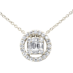 DIAMOND CLOSEOUT! .34ct G SI 14K Yellow Gold Round & Baguette Diamond Pendant Necklace 18"