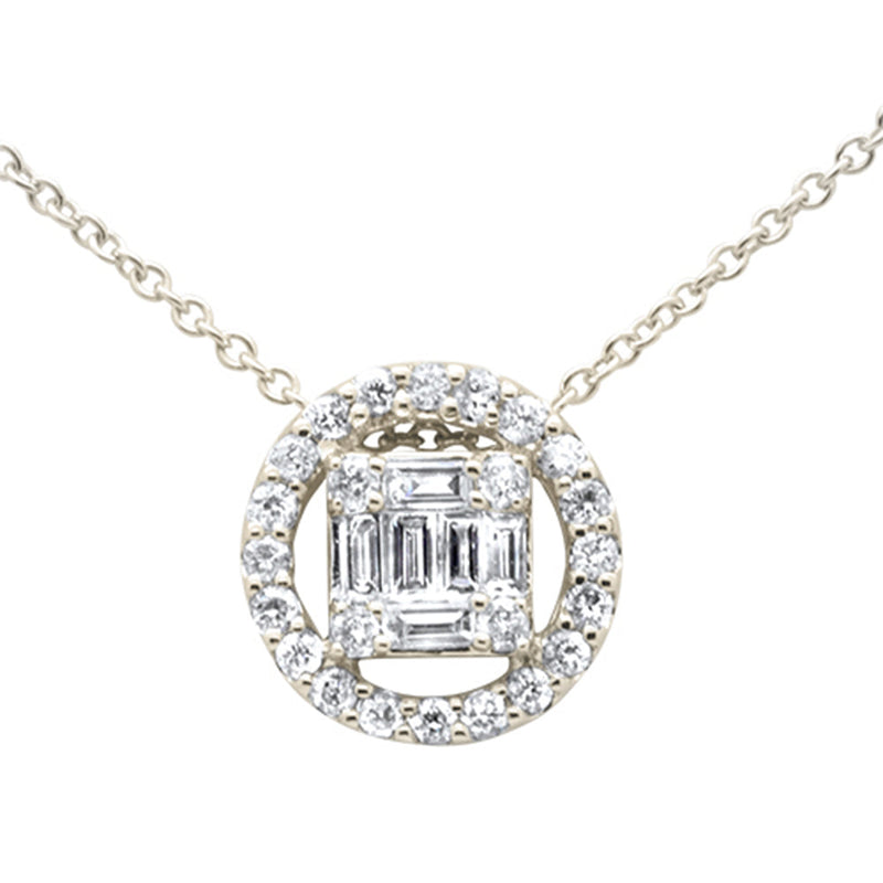 DIAMOND CLOSEOUT! .34ct G SI 14K Yellow Gold Round & Baguette Diamond Pendant Necklace 18"