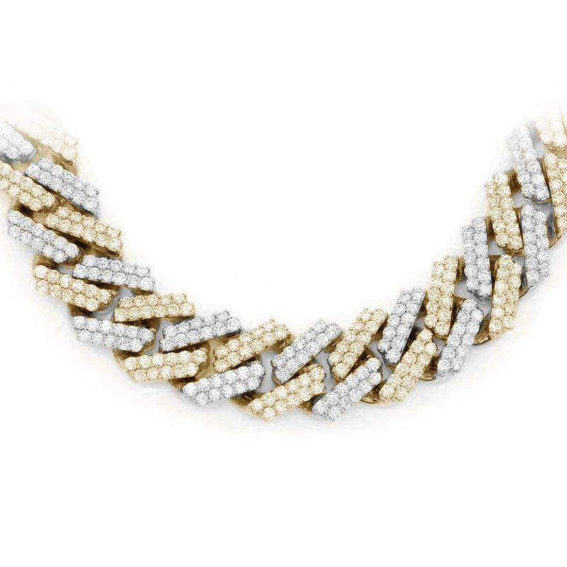 SPECIAL! 7MM 5.44ct G SI 14K Two Tone Gold Diamond Square Cuban Necklace 22"