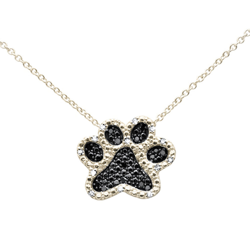 DIAMOND CLOSEOUT! .10ct G SI 14K Yellow Gold Diamond Dog Paw Pendant Necklace 18"