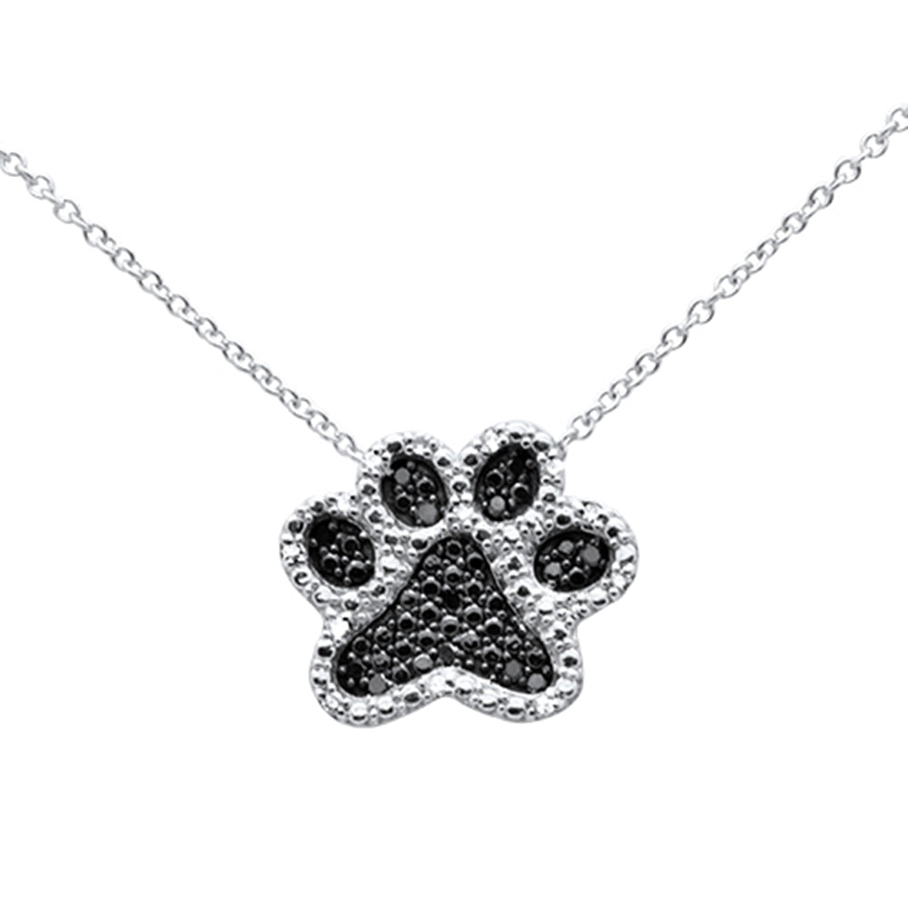 DIAMOND CLOSEOUT!  .10ct G SI 14K White Gold Diamond Dog Paw Pendant Necklace 18"