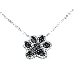 DIAMOND CLOSEOUT!  .10ct G SI 14K White Gold Diamond Dog Paw Pendant Necklace 18"