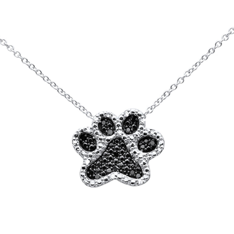DIAMOND CLOSEOUT!  .10ct G SI 14K White Gold Diamond Dog Paw Pendant Necklace 18"