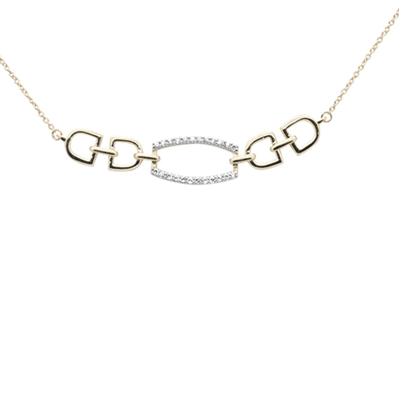 DIAMOND CLOSEOUT!  .15ct G SI 14K Yellow Gold Diamond Link Pendant Necklace 18"