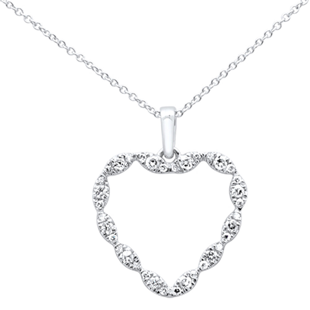 DIAMOND CLOSEOUT!  .32ct G SI 14K White Gold Diamond Heart Shaped Necklace Pendant 18"