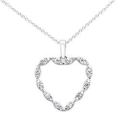 DIAMOND CLOSEOUT!  .32ct G SI 14K White Gold Diamond Heart Shaped Necklace Pendant 18"