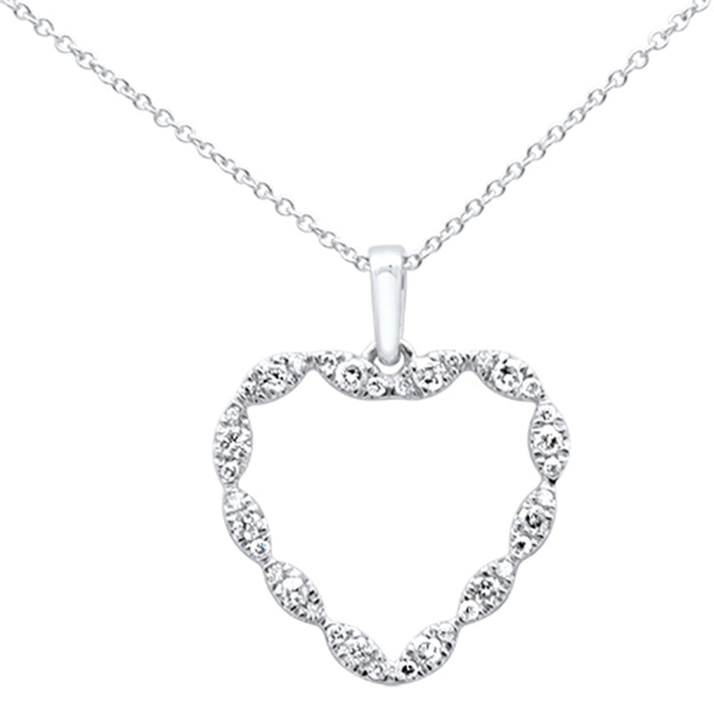 DIAMOND CLOSEOUT!  .32ct G SI 14K White Gold Diamond Heart Shaped Necklace Pendant 18"