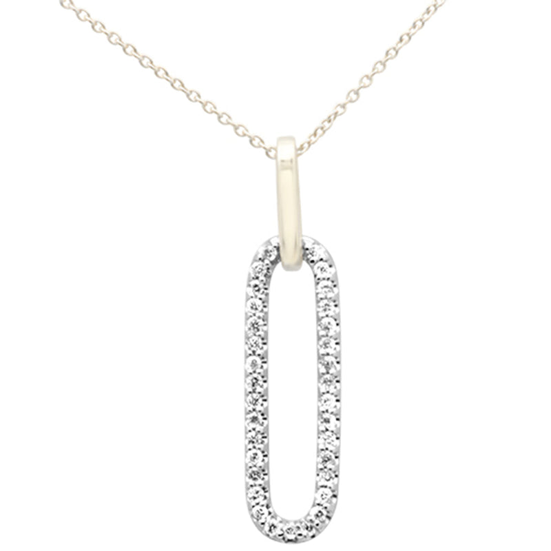 DIAMOND CLOSEOUT! .25ct G SI 14K Yellow Gold Diamond Paper Clip Pendant Necklace 18"