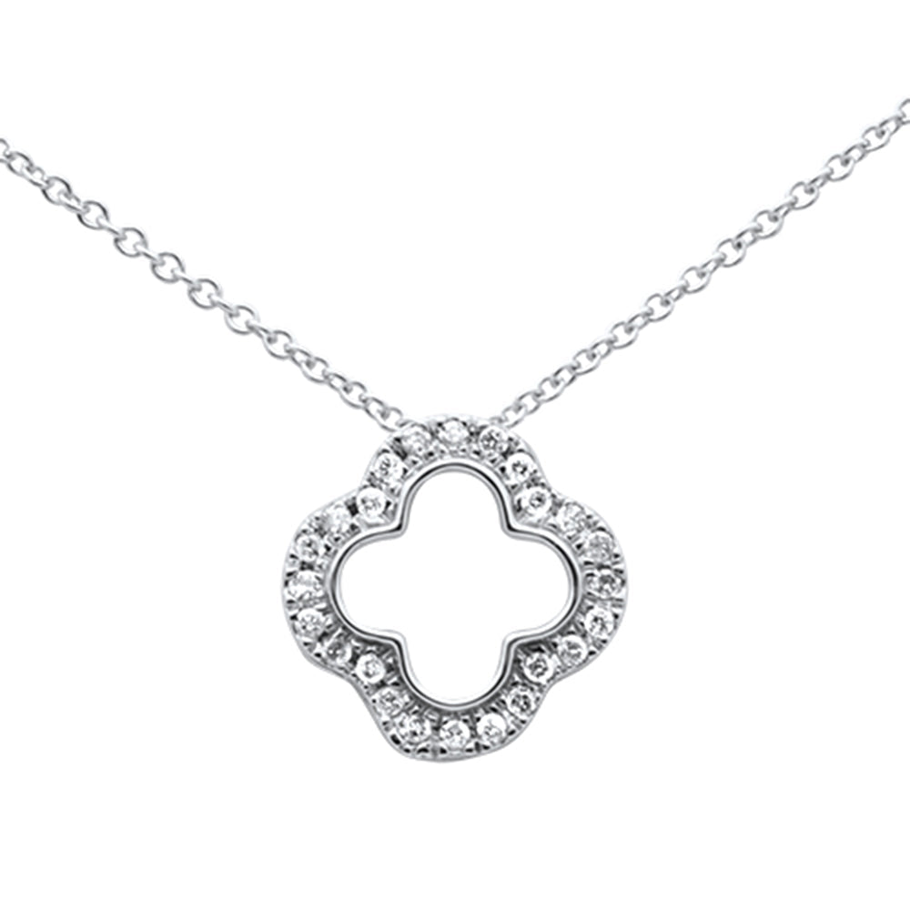 SPECIAL! .10ct G SI 14K White Gold Diamond Four Leaf Clover Pendant 18" Chain