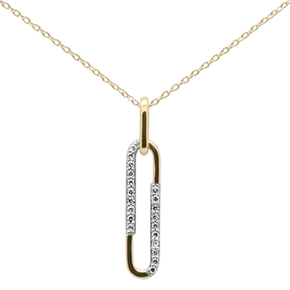 DIAMOND CLOSEOUT! .09ct G SI 14K Yellow Gold Diamond Paperclip Pendant Necklace 18" Long