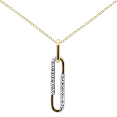 DIAMOND CLOSEOUT! .09ct G SI 14K Yellow Gold Diamond Paperclip Pendant Necklace 18" Long