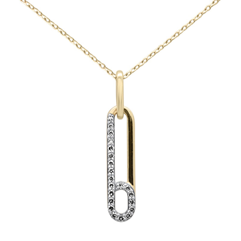 DIAMOND CLOSEOUT! .09ct G SI 14K Yellow Gold Diamond Paperclip Pendant Necklace 18" Long