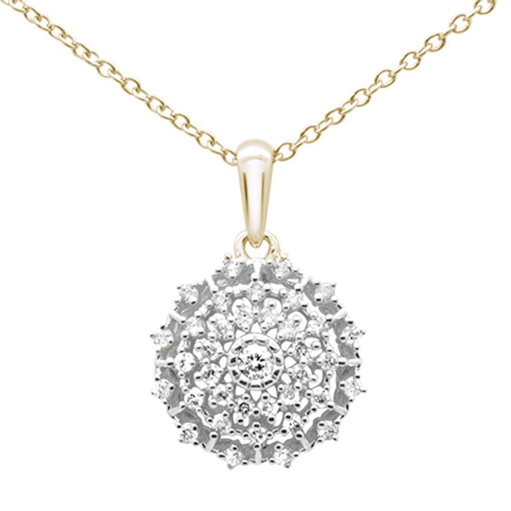 DIAMOND CLOSEOUT! .26ct G SI 10K Yellow Gold Diamond Round Multi Row Necklace Pendant 18"