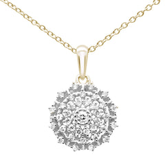 DIAMOND CLOSEOUT! .26ct G SI 10K Yellow Gold Diamond Round Multi Row Necklace Pendant 18"