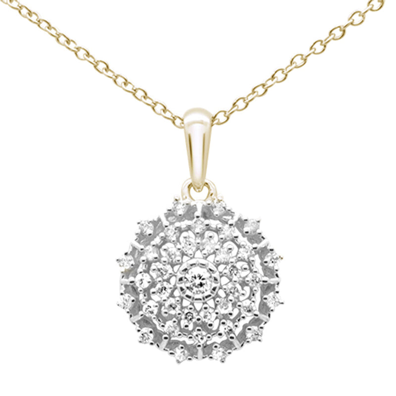 DIAMOND CLOSEOUT! .26ct G SI 10K Yellow Gold Diamond Round Multi Row Necklace Pendant 18"