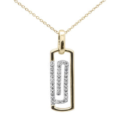 DIAMOND CLOSEOUT!  .16ct G SI 14K Yellow Gold Diamond Paperclip Pendant Necklace 18" Long