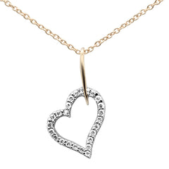 .10ct G SI 14K Yellow Gold Diamond Hear Pendant Necklace 18" Long